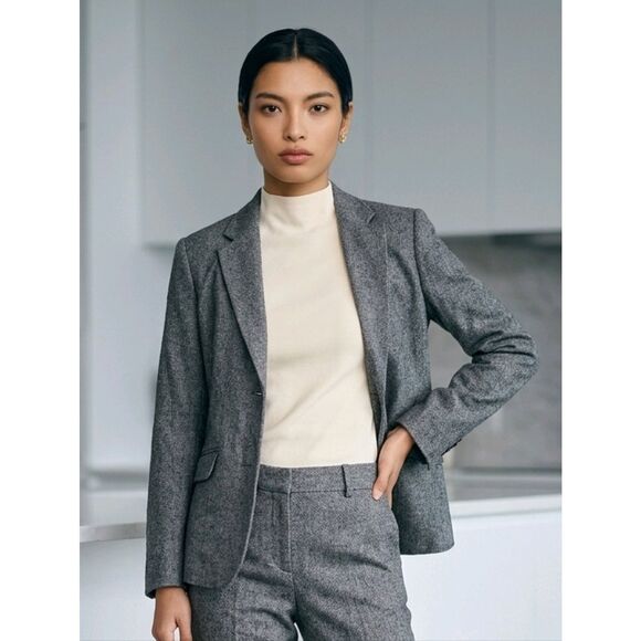 Eddie Bauer Jackets & Blazers - Eddie Bauer Gray Wool Tweed Blazer Classic Fit Tailored Suit Jacket Women's 8